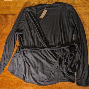 J. Crew Black Wrap and Tie Top - Size M - NWT